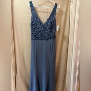 David’s bridal formal multi toned blue dress lace accent size 10
